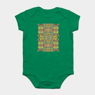 Odd funny creatures multiplying in a symmetrical pattern design Baby Bodysuit